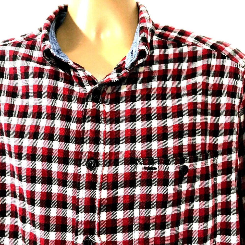 Woolrich Vintage Flannel Shirt Heavy Cotton Plaid Red Black L Lumberjack Outdoor